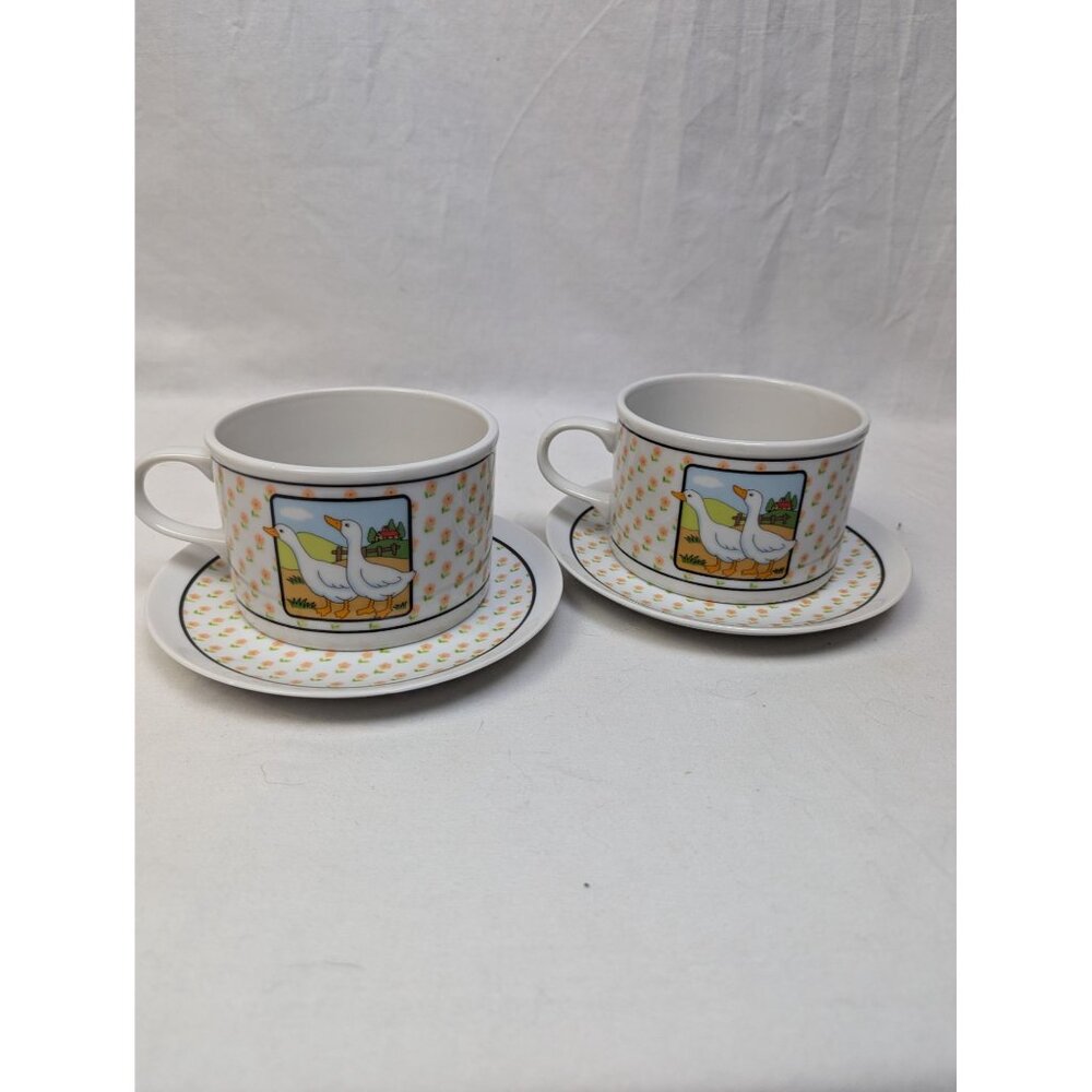 Country Life Vintage 90s Goose Kitchen Floral Mug & Saucer Set Country Prairie